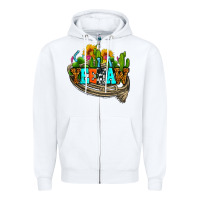 White yeehaw and cactus with horseshoe Zipper Hoodie - AdoDesignShop