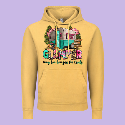 Vintage Hoodie glamper way too boujee for tents 2