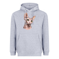 Heather Grey Sphynx Cat Heavyweight Hoodie - LillyAllenDesigns