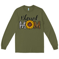 Army Green blessed mom Long Sleeve Tee - CowhideDigitalArt