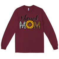 Burgundy blessed mom Long Sleeve Tee - CowhideDigitalArt