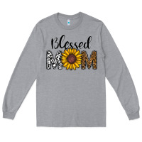 Heather Grey blessed mom Long Sleeve Tee - CowhideDigitalArt