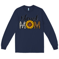 Navy blessed mom Long Sleeve Tee - CowhideDigitalArt