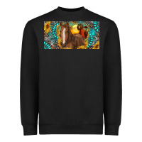 Black horse and desert with sunflowers gemstone Heavyweight Sweatshirt - RanaPortraitStore