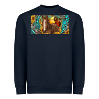 Navy horse and desert with sunflowers gemstone Heavyweight Sweatshirt - RanaPortraitStore