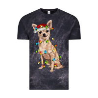 Cloud Black Chihuahua with christmas lights Vintage Tee - RanaPortraitStore