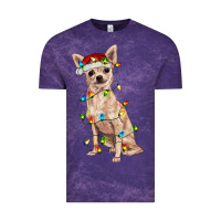 Cloud Purple Chihuahua with christmas lights Vintage Tee - RanaPortraitStore