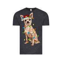 Vintage Black Chihuahua with christmas lights Vintage Tee - RanaPortraitStore