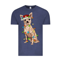 Vintage Denim Chihuahua with christmas lights Vintage Tee - RanaPortraitStore