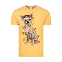 Vintage Mustard Chihuahua with christmas lights Vintage Tee - RanaPortraitStore