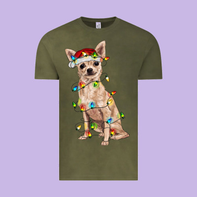Chihuahua With Christmas Lights Vintage Tee Designed By Ranaportraitstore