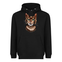 Black Bengal Cat Face Heavyweight Hoodie - LillyAllenDesigns