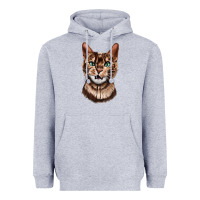 Heather Grey Bengal Cat Face Heavyweight Hoodie - LillyAllenDesigns