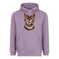 Lavender Bengal Cat Face Heavyweight Hoodie - LillyAllenDesigns