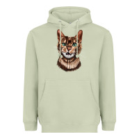 Matcha Bengal Cat Face Heavyweight Hoodie - LillyAllenDesigns