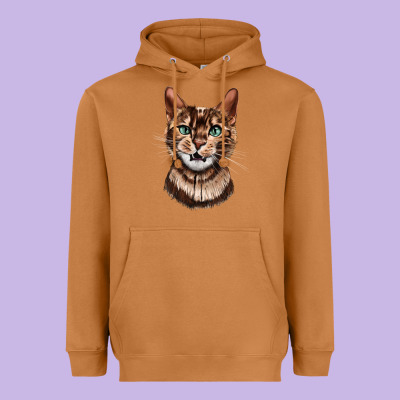 Bengal Cat Face Heavyweight Hoodie Designed By Lillyallendesigns