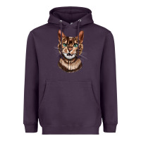 Plum Bengal Cat Face Heavyweight Hoodie - LillyAllenDesigns