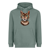 Sage Bengal Cat Face Heavyweight Hoodie - LillyAllenDesigns