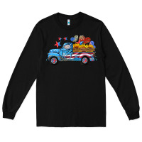 Black american truck and flag with stars Long Sleeve Tee - HRA Design Shop