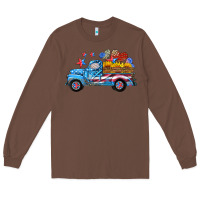 American Truck And Flag With Stars Long Sleeve Tee | Teevron