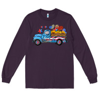 Plum american truck and flag with stars Long Sleeve Tee - HRA Design Shop