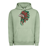 Pigment Oil Green american flag indian headdress Urban Hoodie - BarkalooDesign