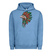 Pigment Pebble Blue american flag indian headdress Urban Hoodie - BarkalooDesign