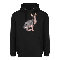 Black Sphynx Cat Heavyweight Hoodie - LillyAllenDesigns