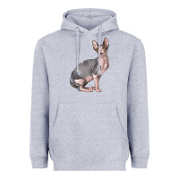 Heather Grey Sphynx Cat Heavyweight Hoodie - LillyAllenDesigns