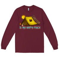 Burgundy camping is my happy place Long Sleeve Tee - CowhideDigitalArt