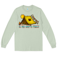 Matcha camping is my happy place Long Sleeve Tee - CowhideDigitalArt
