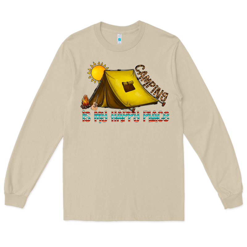 Camping Is My Happy Place Long Sleeve Tee by CowhideDigitalArt | Teevron