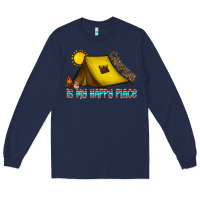 Navy camping is my happy place Long Sleeve Tee - CowhideDigitalArt