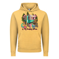 Vintage Mustard camping is my happy place Vintage Hoodie - RanaPortraitStore
