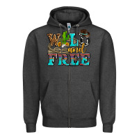 Charcoal Heather wild and free with cactus Zipper Hoodie - AdoDesignShop