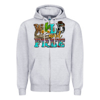 Heather Grey wild and free with cactus Zipper Hoodie - AdoDesignShop