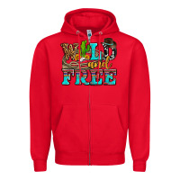 Red wild and free with cactus Zipper Hoodie - AdoDesignShop