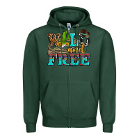 Sports Green wild and free with cactus Zipper Hoodie - AdoDesignShop