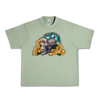 Oil Green skull with sunflowers Urban Heavy Tee - RanaPortraitStore