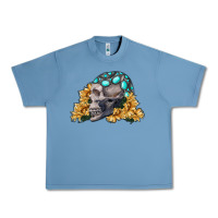 Pebble Blue skull with sunflowers Urban Heavy Tee - RanaPortraitStore