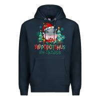 Navy i want a hippopotamus for christmas Premium Hoodie - MaliasSmallBusiness