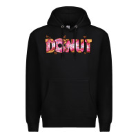 Black donut with donut and hearts Premium Hoodie - AdoDesignShop