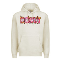 Oatmeal Heather donut with donut and hearts Premium Hoodie - AdoDesignShop