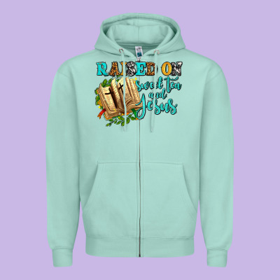 Raised On Sweet Tea And Jesus Zipper Hoodie Designed By Adodesignshop