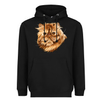 Black Persian Cat Face Heavyweight Hoodie - LillyAllenDesigns