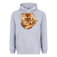 Heather Grey Persian Cat Face Heavyweight Hoodie - LillyAllenDesigns