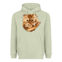 Matcha Persian Cat Face Heavyweight Hoodie - LillyAllenDesigns