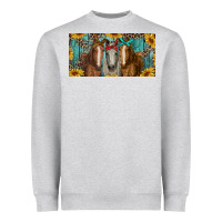Heather Grey horses with leopard and sunflowers Heavyweight Sweatshirt - RanaPortraitStore
