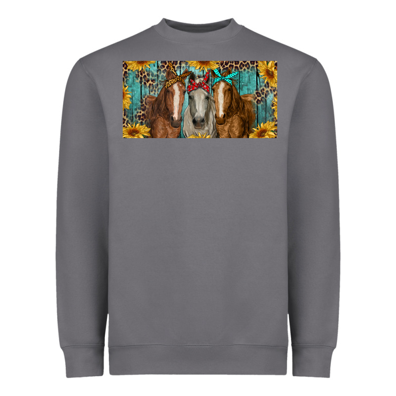 Horses With Leopard And Sunflowers Heavyweight Sweatshirt by RanaPortraitStore | Teevron
