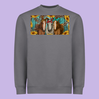 Heavyweight Sweatshirt horses with leopard and sunflowers